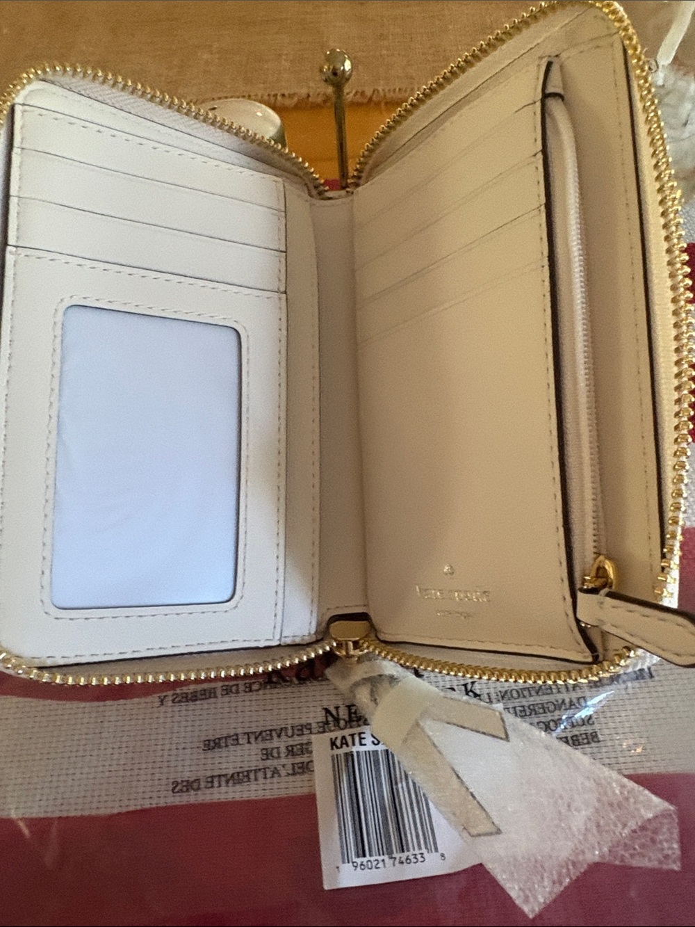 kate spade White and Natural Straw Woven Crossbody Wallet - Picture 2 of 3